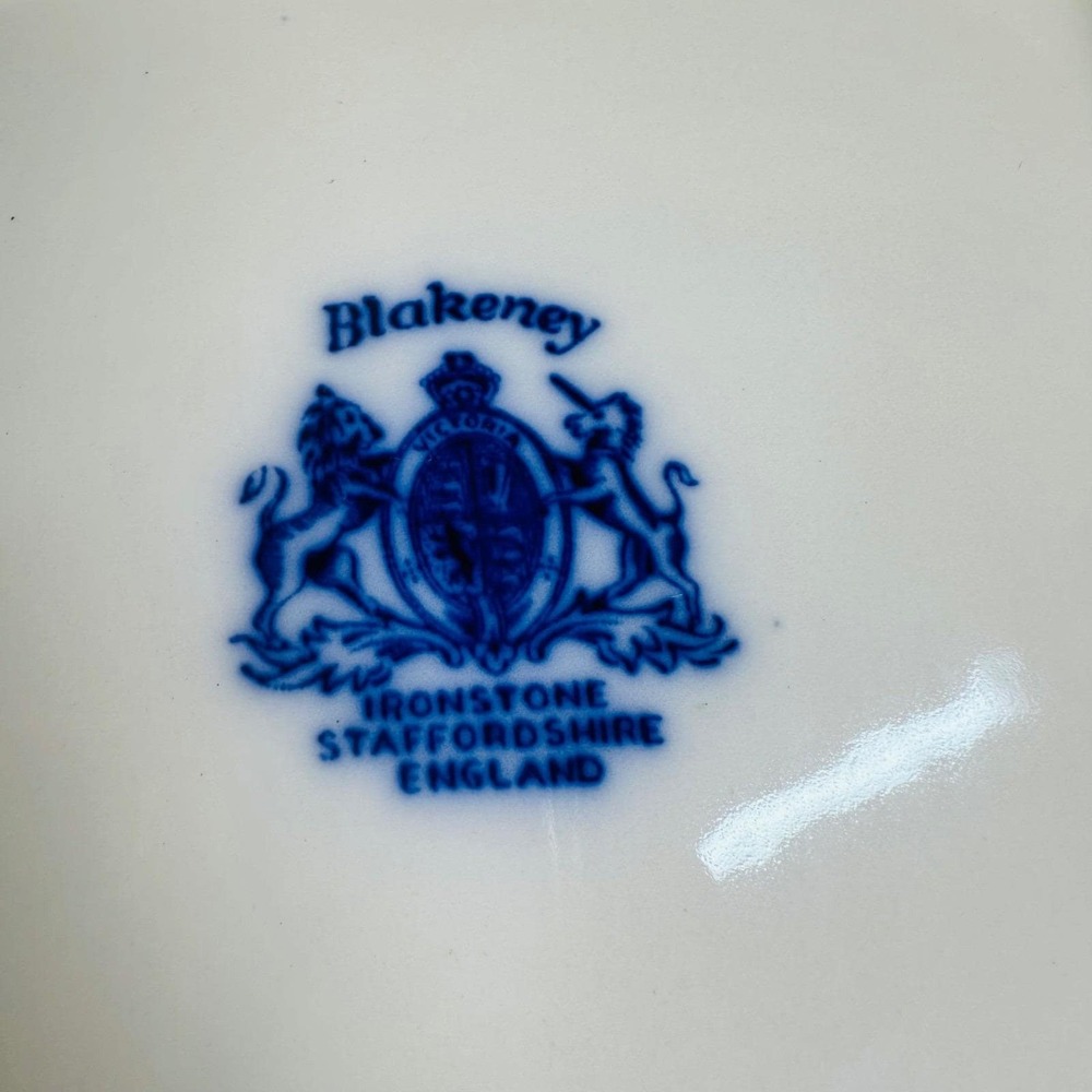VTG Blakeney Ironstone Flow Blue Rose Cheese Keeper Dish Staffordshire England - Picture 7 of 15